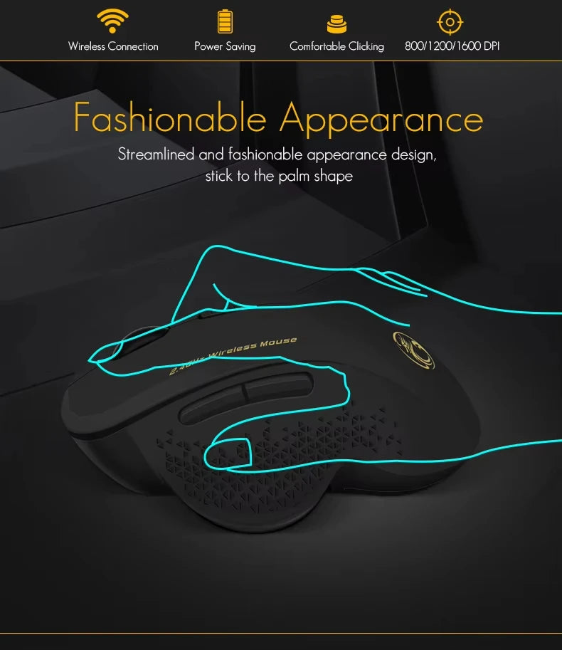 IMICE G6 ABS Wireless Mouse Ergonomic Computer Mouse 2.4Ghz Gamer PC Optical Mouse With USB Receiver 1600 DPI For Laptop PC