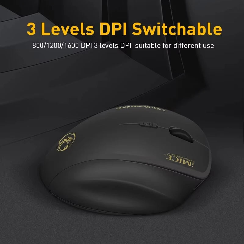 IMICE G6 ABS Wireless Mouse Ergonomic Computer Mouse 2.4Ghz Gamer PC Optical Mouse With USB Receiver 1600 DPI For Laptop PC