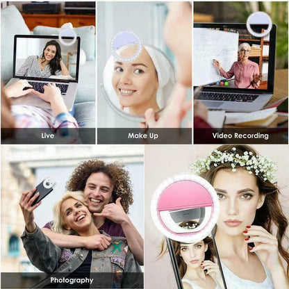 USB Charge Led Selfie Ring Light Mobile Phone Lens LED Selfie Lamp Ring for iPhone Samsung Xiaomi Huawei Phone Selfie Light