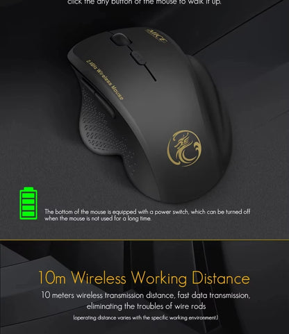 IMICE G6 ABS Wireless Mouse Ergonomic Computer Mouse 2.4Ghz Gamer PC Optical Mouse With USB Receiver 1600 DPI For Laptop PC