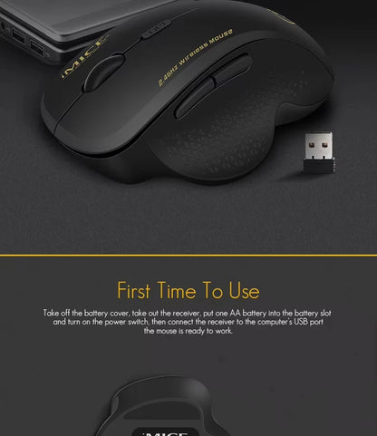 IMICE G6 ABS Wireless Mouse Ergonomic Computer Mouse 2.4Ghz Gamer PC Optical Mouse With USB Receiver 1600 DPI For Laptop PC